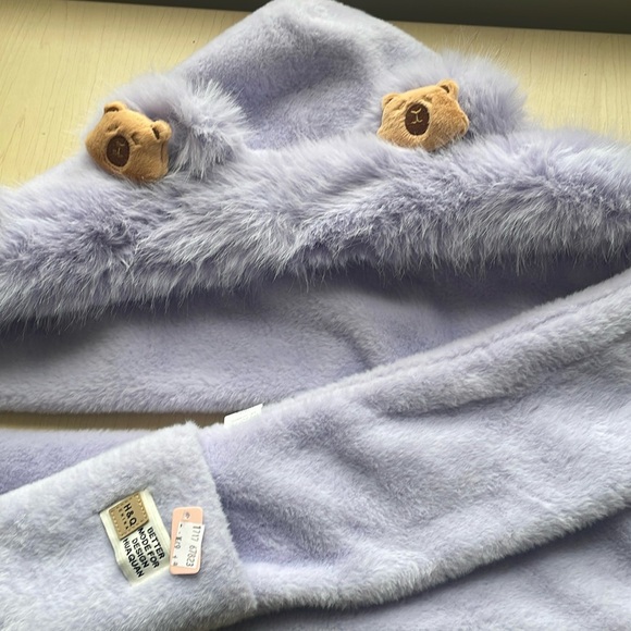 Lilac Purple Kawaii Fluffy Scarf Hat (OUT OF STOCK) - Picture 2 of 4